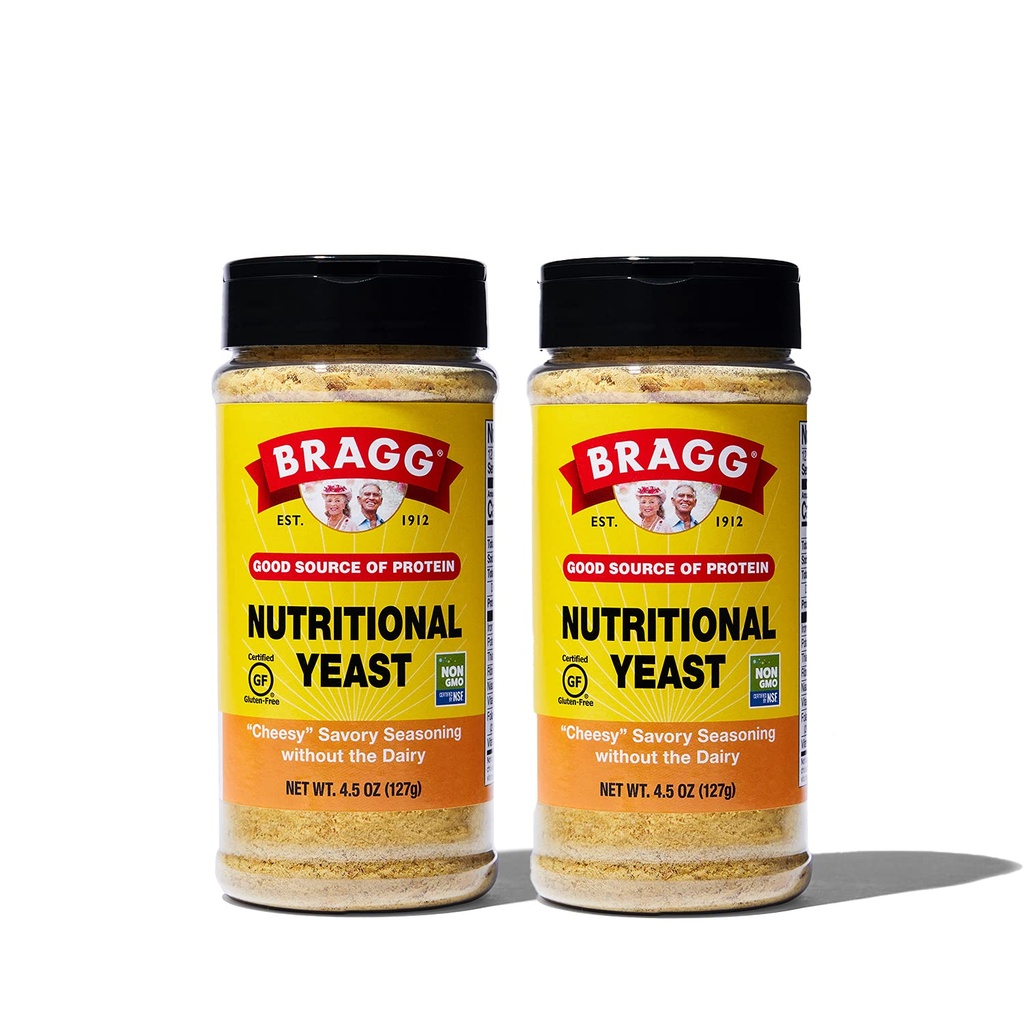 Braggプレミアム栄養酵母調味料 - ビーガン, グルテンフリー – タンパク質の良好なソース & ビタミン – 栄養価の高いサボリーパルメザンチーズ代替品 (オリジナル, 4.5 オンス (パック 2))