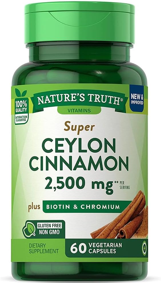 Nature's Truthスーパーシナモンプラスビオチン&クロムクイックリリースカプセル - 60カラット、3パック