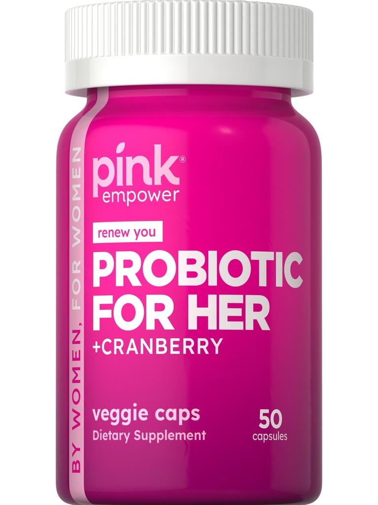 女性用PINKプロバイオティクス | 消化の健康サポートカプセルプラスクランベリー | 50 カウント | ベジタリアン・非GMO・グルテンフリーサプリメント