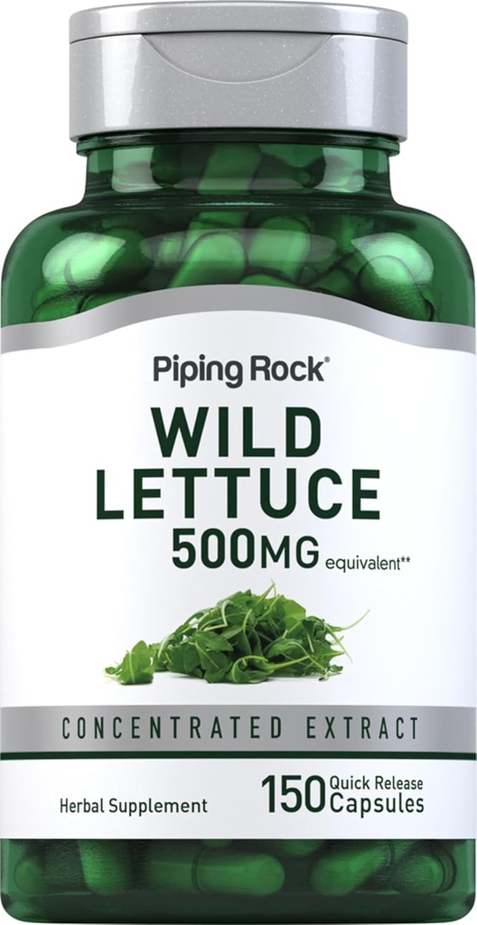 ピッピングロックワイルドレタスエキス | 500mg | 150カプセル | 濃縮ハーブサプリメント | 非GMO、グルテンフリー