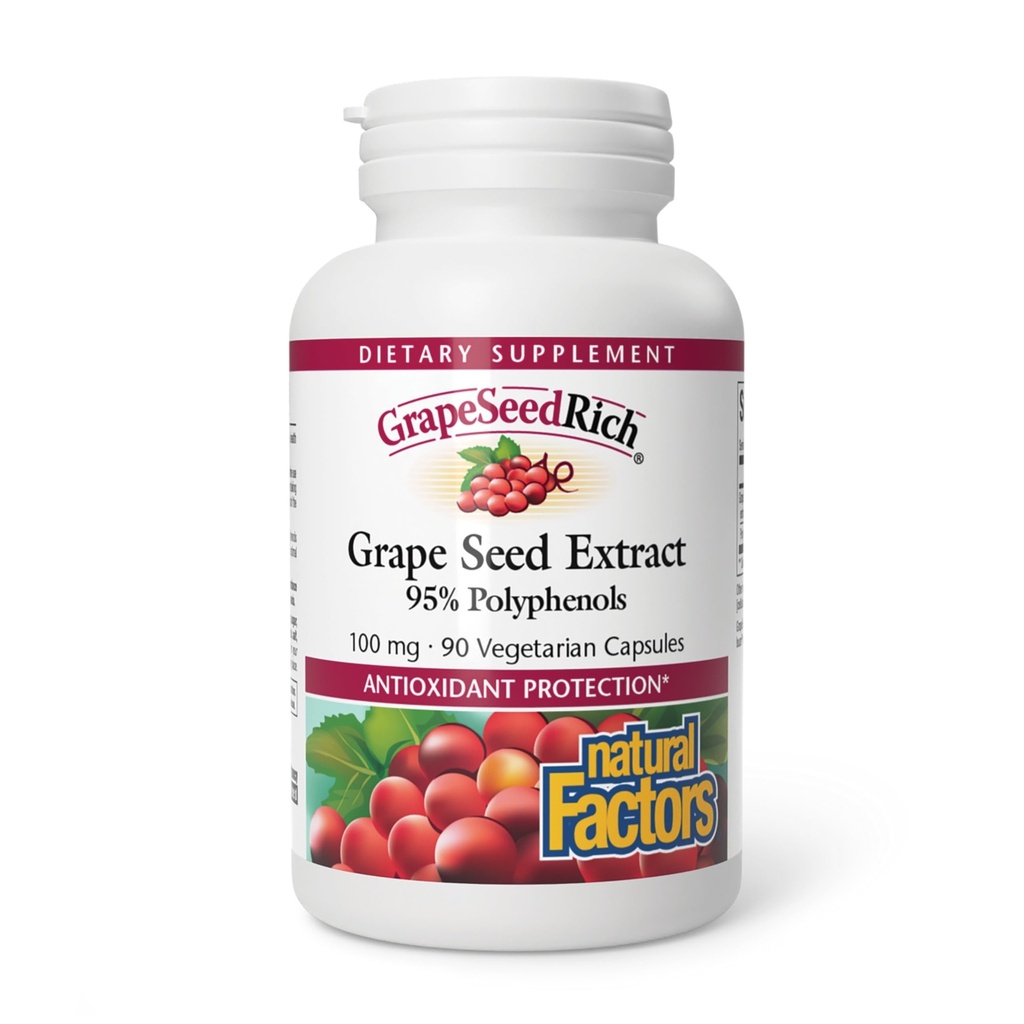 自然な要因、GrapeSeedRichのブドウの種のエキス、健康な炎症反応、90カプセルのための酸化防止サポート