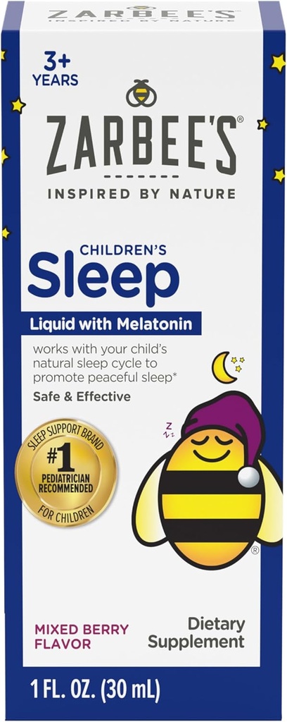 Zarbeeの子供のMelatoninの睡眠の補足の液体、1mgのMelatoninの薬物なし及び有効、子供のための自然な果実味を取ること容易な年齢3および上、1つのFのOzのびん