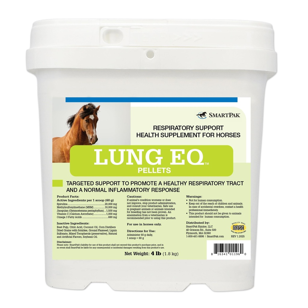 SmartEquine Lung EQ Pellets for Respiratory サポート | 馬の健康 | 抗酸化剤、ハーブ、ミネラルの馬のスピルリナ | 呼吸器・免疫サポート用エキネペレット | 4 LB