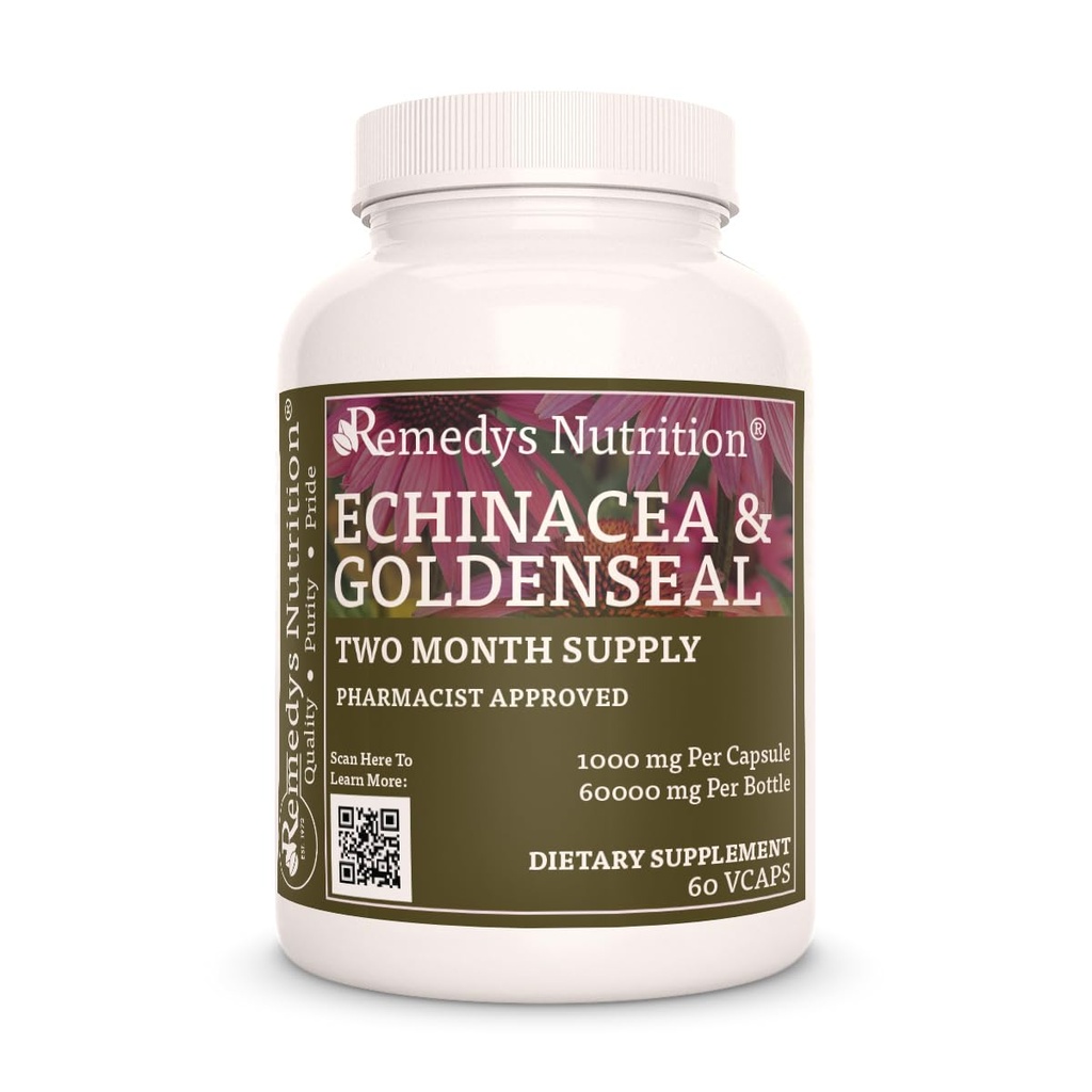 Remedyの栄養のEchinacea及びGoldenseal   1,000mgの60のビーガン カプセルの草の食事療法の補足  2か月の供給