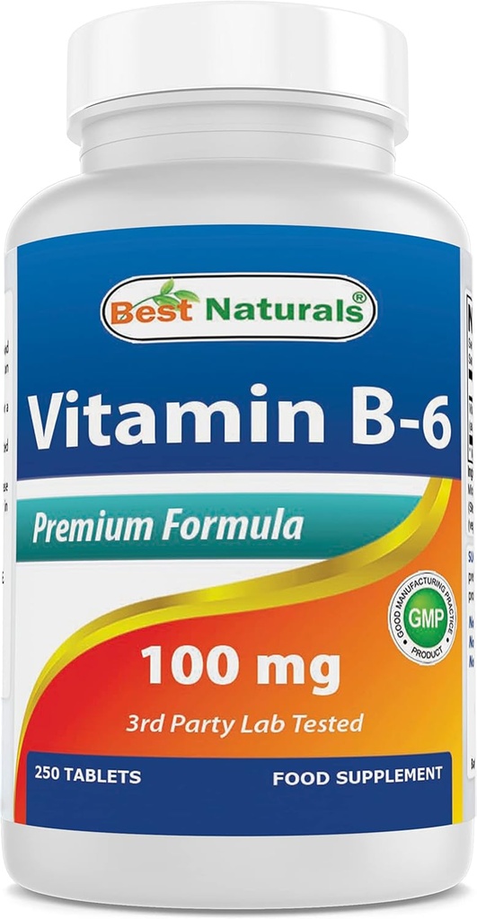 ベストナチュラルビタミンB6錠、100mg、250カウント