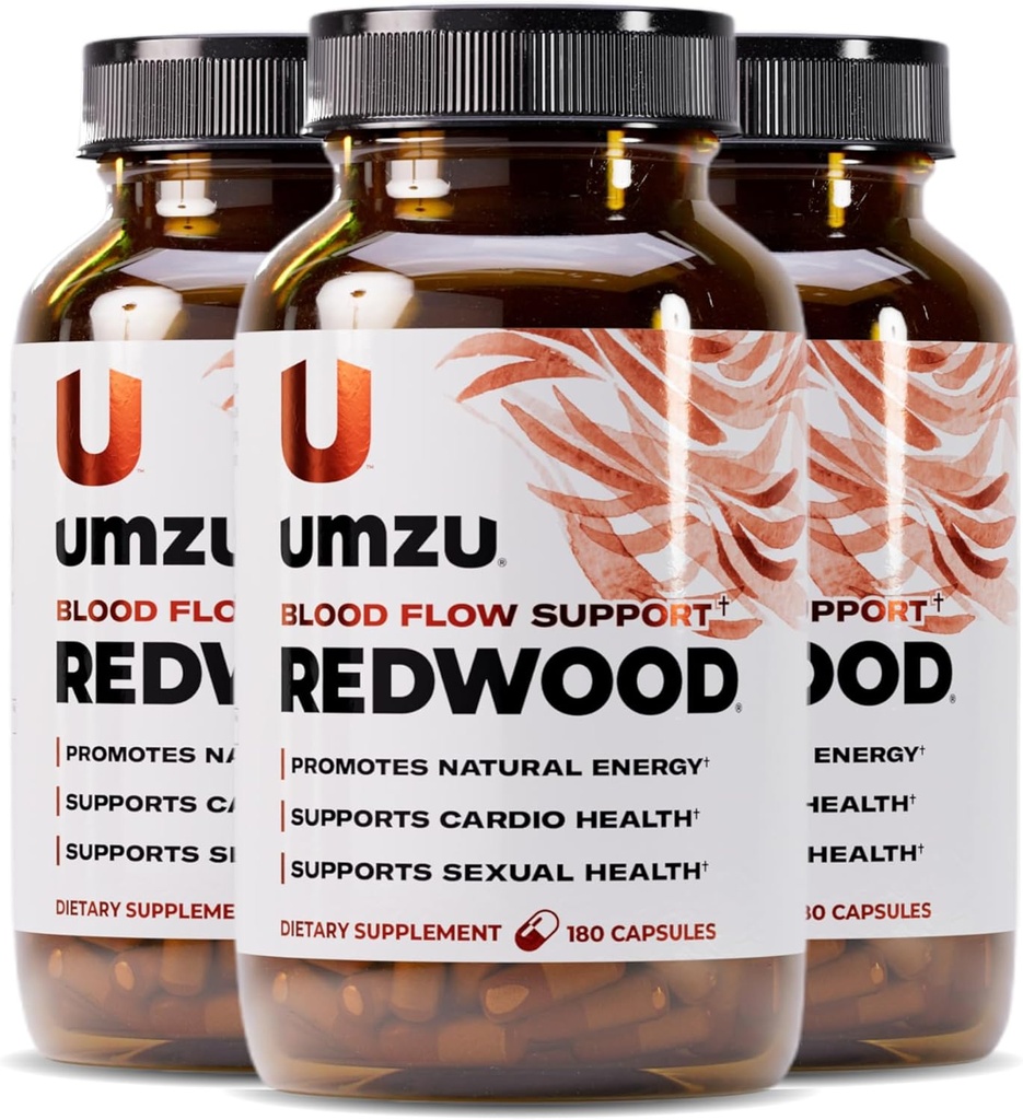 UMZU Redwood Nitric Oxide Booster, 3-Month Supply – Nitric Oxide Supplement with Vitamin C, Garlic & Horse Chestnut – Supports Healthy Circulation, Blood Flow, Energy, Stamina and Daily Vitality