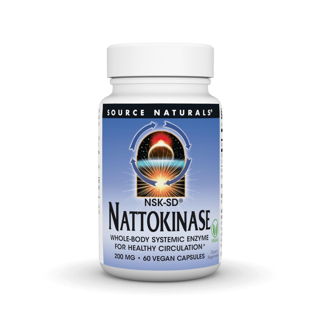 ソースナチュラルNSK-SD、ナトキナーゼ、ベジタリアンフレンドリー、ヘルシーな循環*、200mg - 60ベジタリアンカプセル
