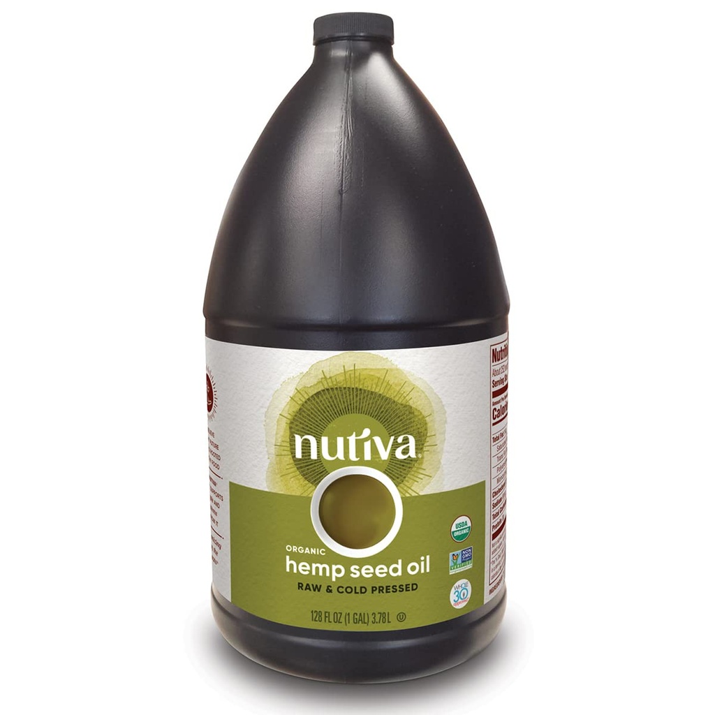 Nutiva Organic, Cold-Pressed, Non-GMOの未精製麻種子油, 持続可能にカナダの麻を栽培, 1ガロン 128 Fl Oz