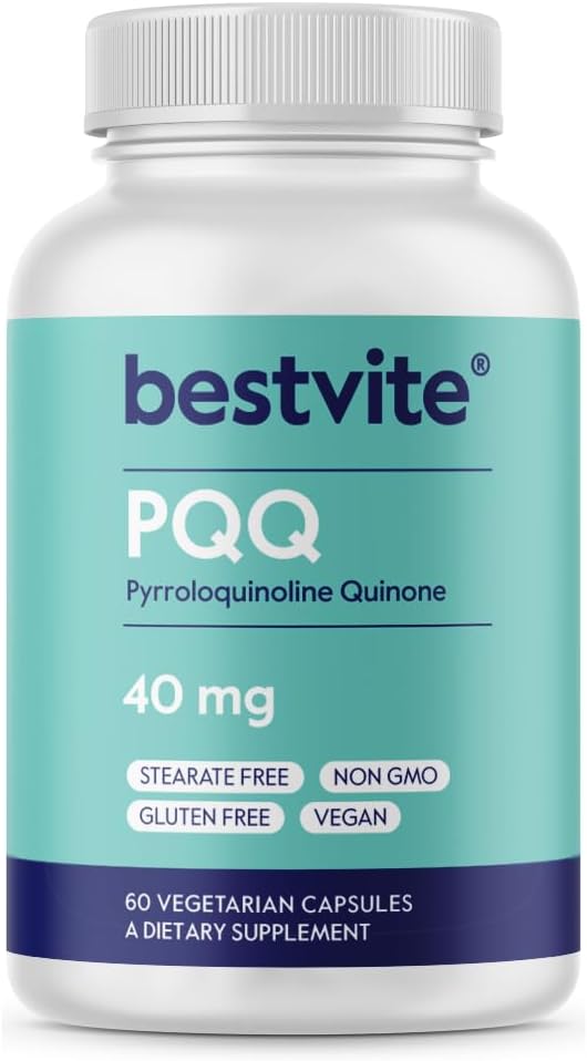 BESTVITE PQQ 40mg (Pyrroloquinoline Quinone) (60 Vegetarian Capsules) - No Stearates - Vegan - Non GMO - Gluten Free