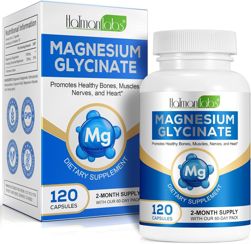 純粋なマグネシウムのGlycinate、高い吸収マグネシウム、マグネシウムの補足は足、筋肉、Nerve、骨の健康、120のマグネシウムのGlycinateのカプセルを支えます