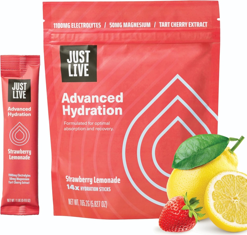 ちょうど生きている高度のHydration -いちごLemonade、電解物の飲み物の組合せ、タルトのチェリーのエキス、サポート回復及び吸収、低い砂糖、14のパック