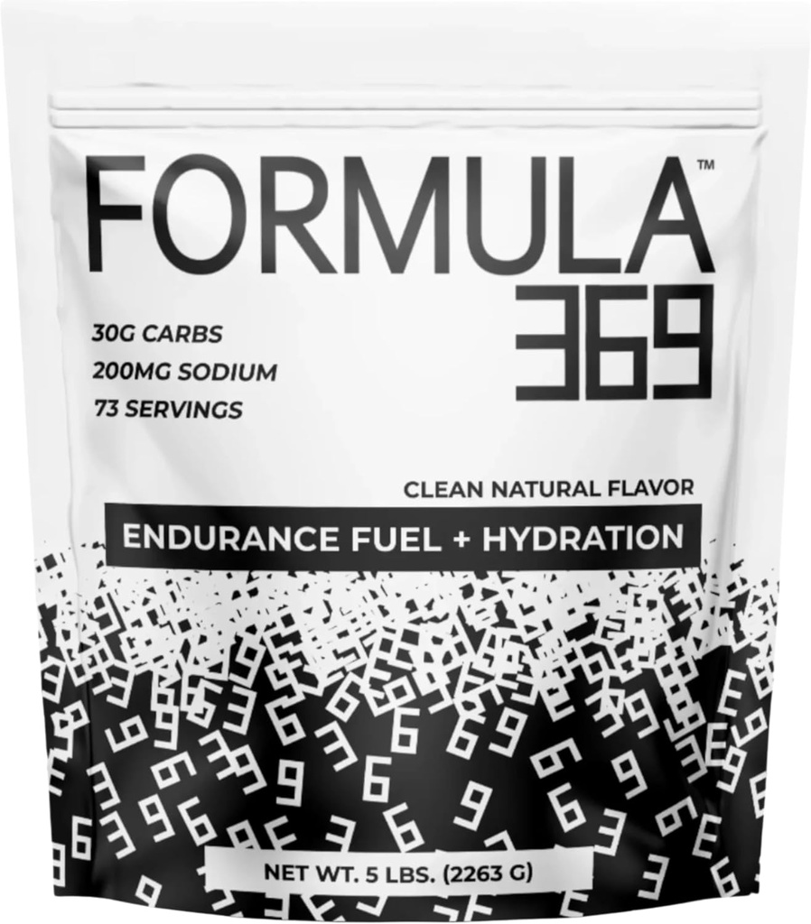 Formula 369 Endurance & Energy Drink Mix – 30g Carbs + Electrolytes | Dual Carb Powder for Athletes | Vegan | (5 lb, Unflavored)