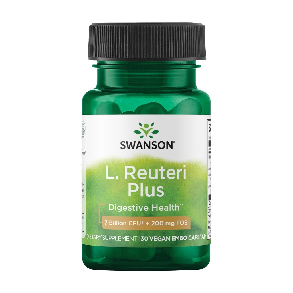 Swanson L. Reuteri Probiotic Plus w/L. Rhamnosus L. Acidophilus & FOS Prebiotic Digestive Support - Gut Health w/ 7 Billion CFU/カプセルあたり - (30 Veggie Capsules)を促進