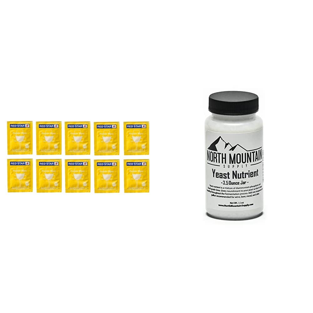 レッドスター レッドスター プレミア ブラン シャンパン イースト (パック 10) & ノース マウンテン サプライ 食品等級 イースト 栄養素 - 3.5 オンスジャー