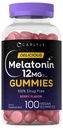 Carlyle Melatonin Gummies 12mg | 100カウント | ベリーフレーバー | 完全菜食主義者のサプリメント | 非GMO、グルテンフリー