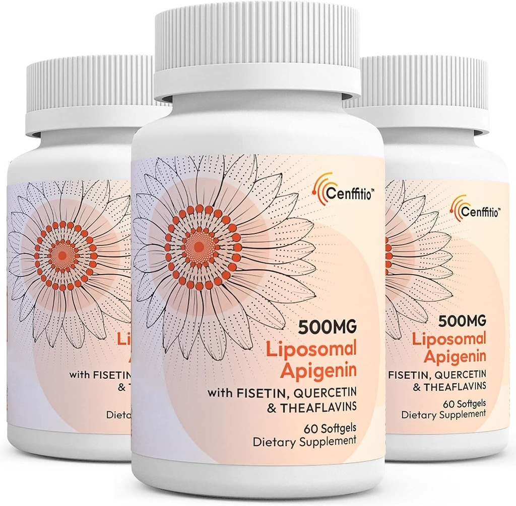 Liposomalのapigenin 500mgのSoftgels - Fisetin、QuercetinおよびTheaflavinsの最適Apigeninの補足- 6か月の供給