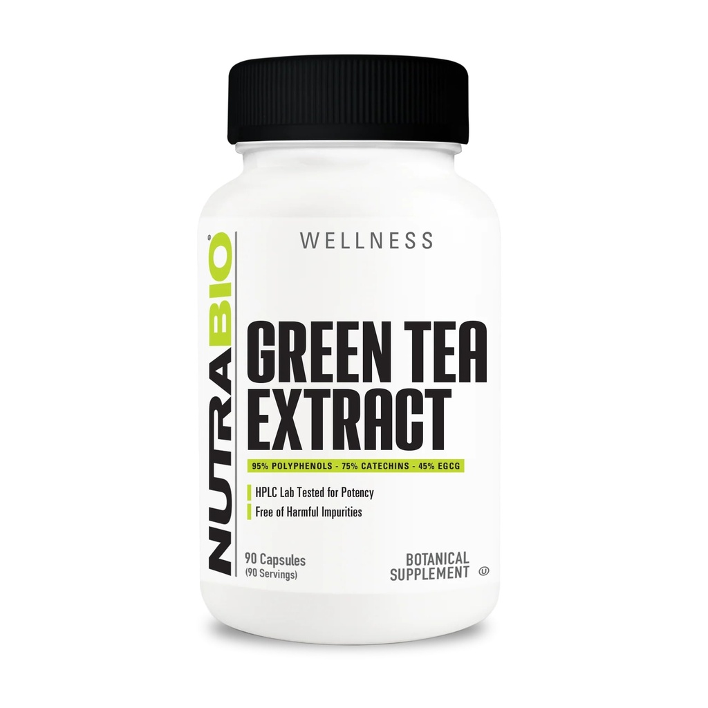 NutraBioの緑茶のエキスは、酸化防止の利点を加え、全面的な健康および井戸の500mg - 90のカプセルを助けます