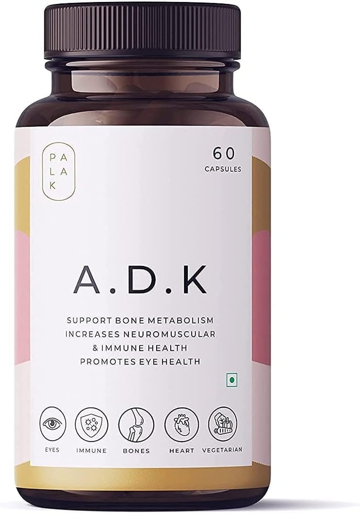 A.K. Palak Note New A.D.K | ADK | ビタミンA・D3・K2 | 免疫ブースター - 骨の強度 - 目の健康 | 30/60 カプセル (60)