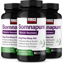 FORCE FACTOR Somnapure筋肉回復はMelatonin 5mg、聖バジルおよびL-テアニン、睡眠サポートのための補足、筋肉痛みの軽減、及び筋肉回復、180の帽子、3パックと大人のための睡眠援助を眠ります