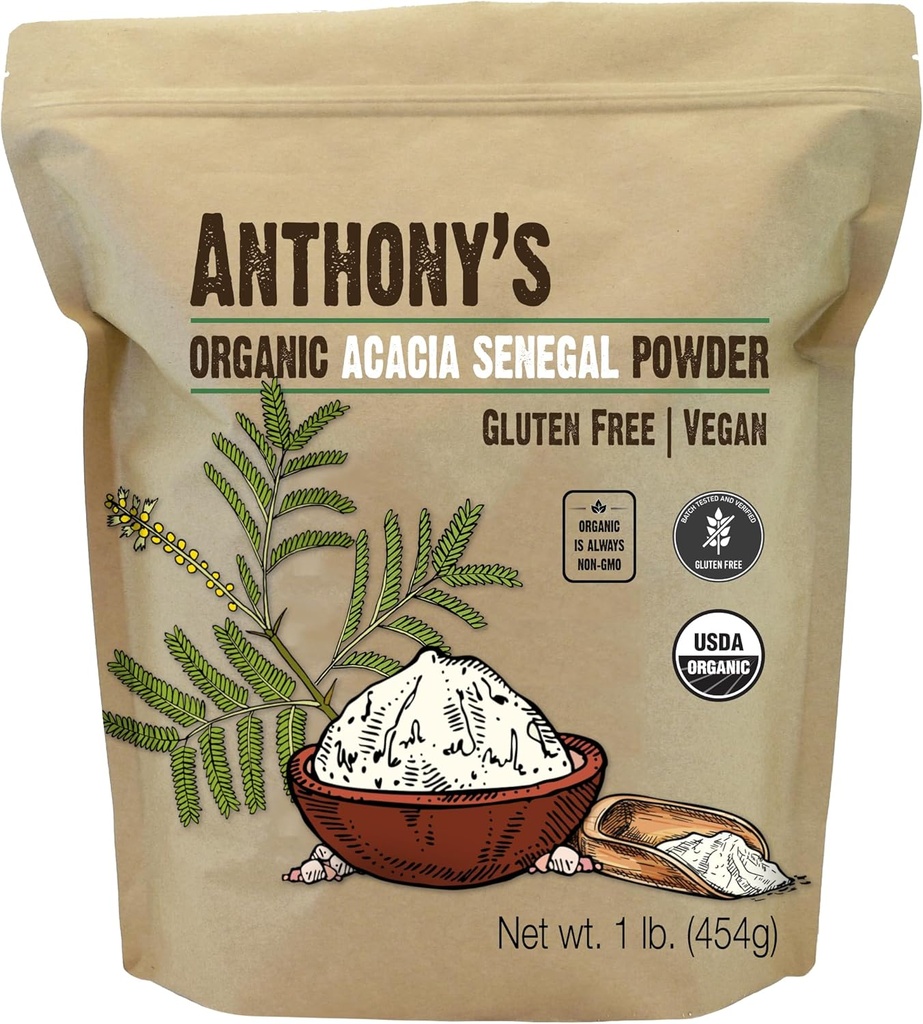 Anthonyの有機Acacia Senegalの粉、1つのlbのバッチによってテストされるグルテンフリー、非GMOのSoluble繊維、Prebiotic