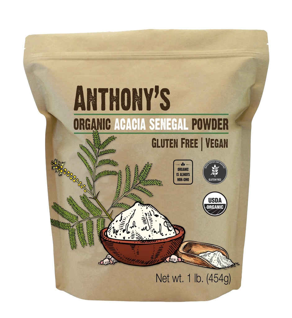 Anthonyの有機Acacia Senegalの粉、1つのlbのバッチによってテストされるグルテンフリー、非GMOのSoluble繊維、Prebiotic