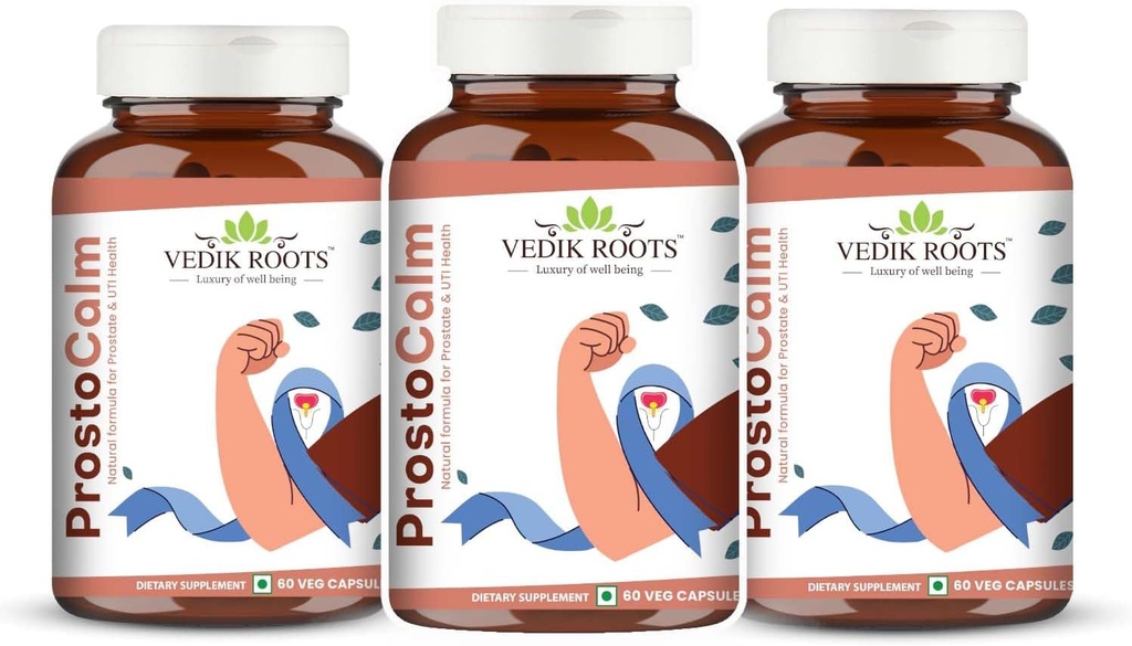 ProstoCalm | Ayurvedic Supplement for Prostate and Urinary Tract Health | 60 Veg Capsules (180, Pack of 3)