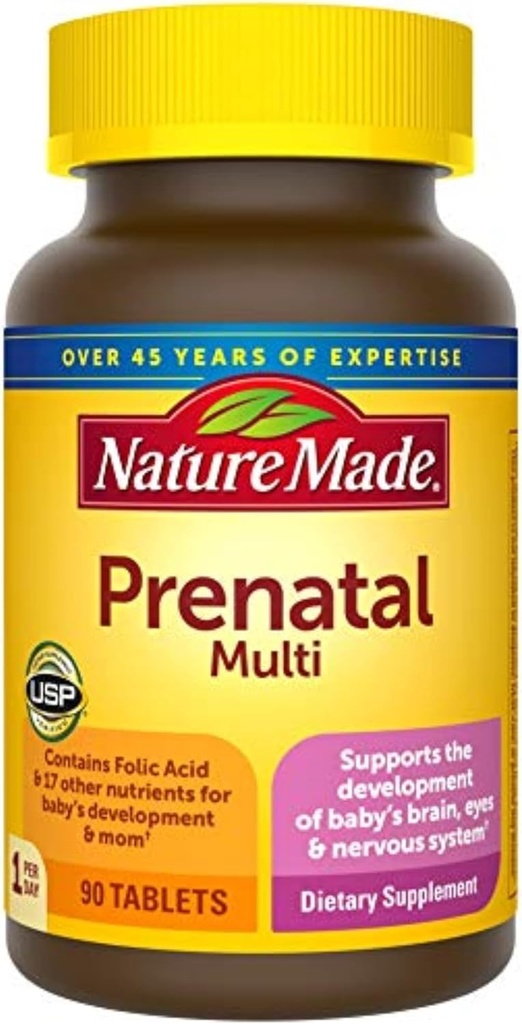 Nature Made Prenatal Multi, 90錠, 葉酸 + 17 ベビー開発とママをサポートする胎児ビタミン & ミネラル, ビタミンD3, カルシウム, 鉄, ヨウ素, ビタミンC, その他 (パック 3)