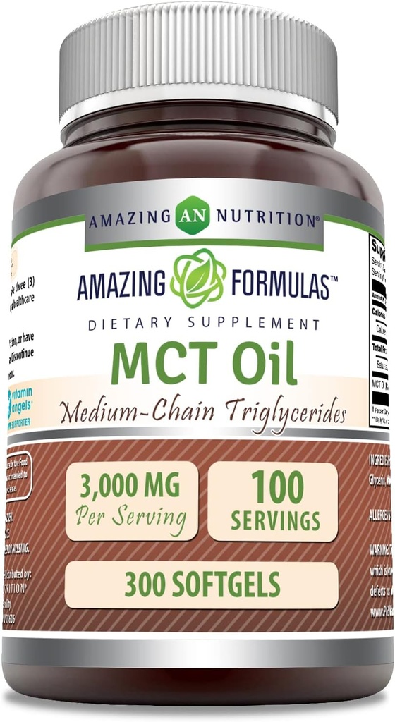 アメイジングフォーミュラ MCTオイルサプリメント | サービングごとの1000 Mg | ソフトゲル | 非GMO | グルテンフリー | アメリカ製(1パック300カウント)