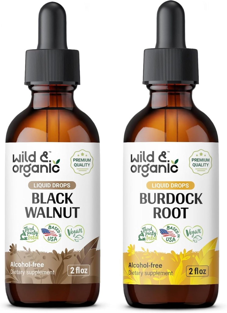 ワイルド&オーガニックブラックウォールナットTincture 2 fl oz & Burdock Root Tincture 2 fl oz