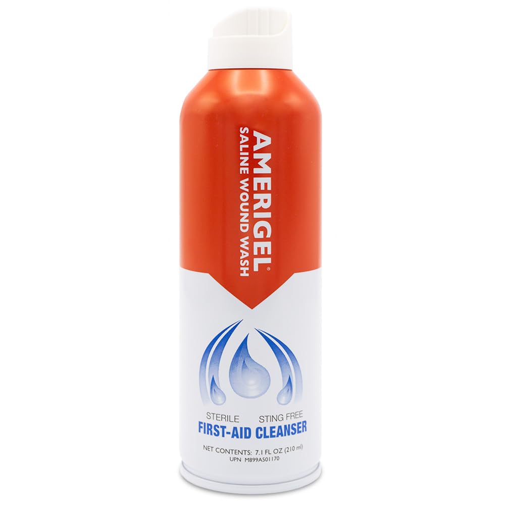 AMERIGEL - Saline Wound Wash - 最初のエイドクレンジングソリューション - 高度な皮膚と傷のケア - 7.1 Oz。