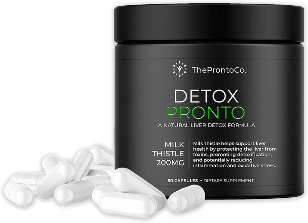 Pronto の肝デトックスの補足 - ミルクのアザミのエキス 200mg の肝臓の清潔で及びサポート ピル、肝臓の健康、50 カプセルのためのデトックスの方式