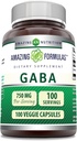 アメイジングフォーミュラ GABA サプリメント | サービングあたり750 Mg | 100 Veggie Capsule | Non-GMO | グルテンフリー | アメリカ製 | ベジタリアン向けに最適
