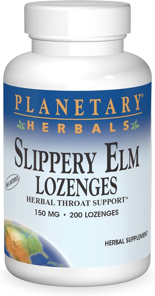PLANETARY HERBALS Slippery Elm Lozenges, Unflavored, 200 Count