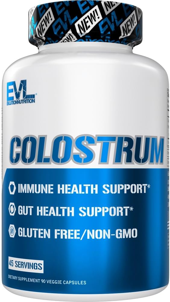 Evlution Nutrition Colostrum - 免疫健康サポート - Gut Health Support - 給餌ごとに1,000mgのColostrum - グルテンフリー&非GMO - 栄養補助食品 - 45サービング - 90 Veggieカプセル