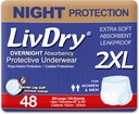 LivDry XXL オーバーナイト 大人 おむつ のための 女性と男性, 無限 アンダーウェア, XX-Large, 48-パック