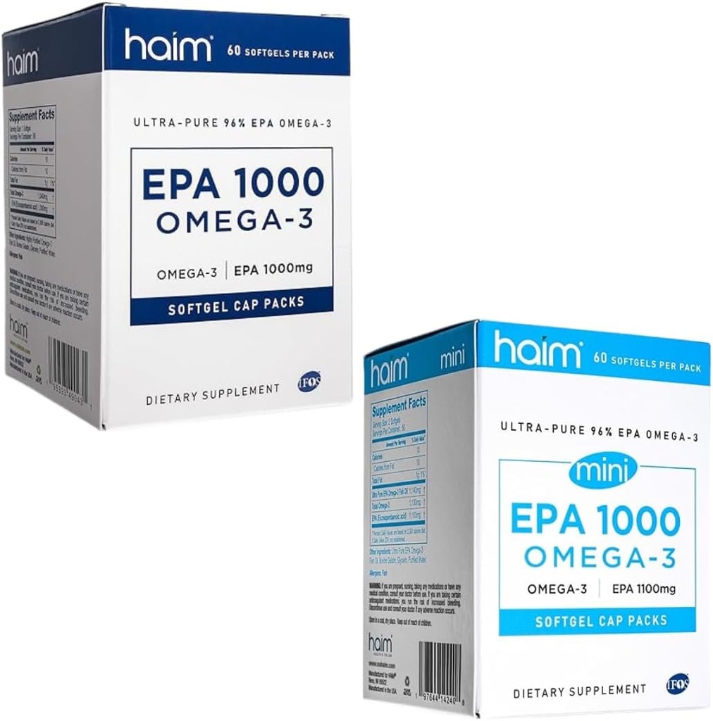 HAIM EPA 1000 Omega-3およびEPA 1000 Omega-3小型Softgels