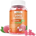 HMB and Leucine Gummies Supplement: HMB Supplements for Men 1500mg and Leucine Amino Acid for Muscle Recovery Increase Muscle Mass Improve Endurance Non-GMO Sugar Free Peach 60 Gummies
