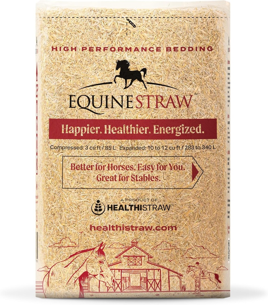 EquineStraw, 3 cu ft (25 lb) は、10 + cu ft に拡大します。 – 馬のための小麦わら寝具, 泡立ち & トレーラー – ほこりのない, アレルゲンフリー, 吸収性, 敏感肌の安全な – 持続的に供給