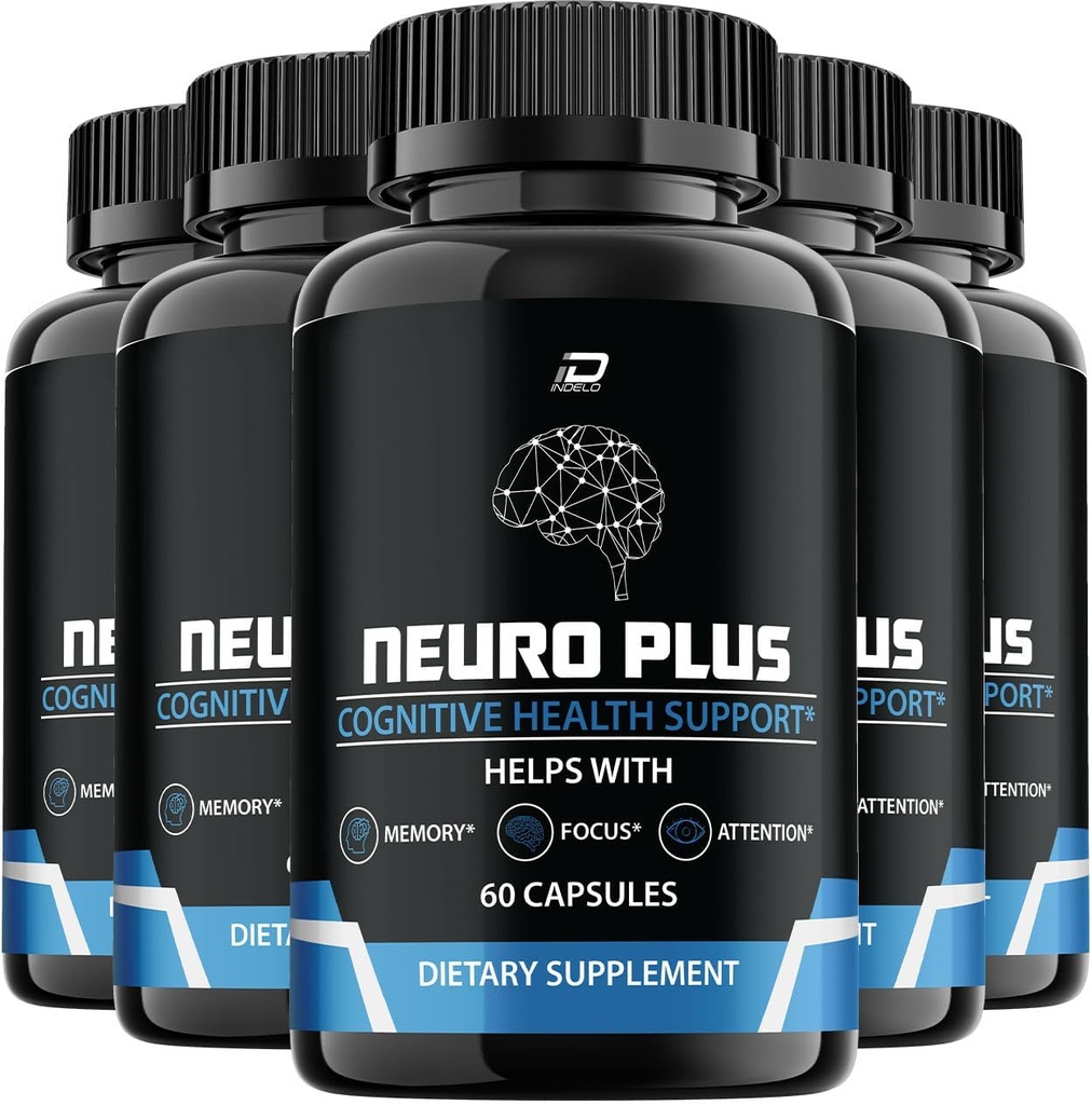 Neuro Plus Brain Supplement, NeuroPlus for Memory Formula, Nero Plus PQQ to Reduce The Negative Effects of Brain Fog, Neuro+ Cognitive Function, Nuero Plus Reviews (5 Pack - 300 Capsules)