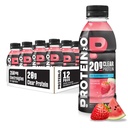Protein2o Hydration Drink - 2-in-1 液体クリアウィープロテイン アイソレートと電解液ドリンク - 20g タンパク質、ビタミンB5、B6 - ポストワークアウトの回復 - 16.9 Fl Oz - 12 カウント イチゴのスイカ