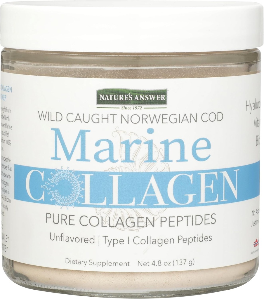 Nature's Answer Marine Collagen Liquid | ワイルドキャッチ Norweigen Cod | ヒアルロン酸・ビオチン配合のピュアコラーゲンペプチド | ヘルシーな髪、肌、爪、骨、関節をサポート | グルテンフリー 4.8oz