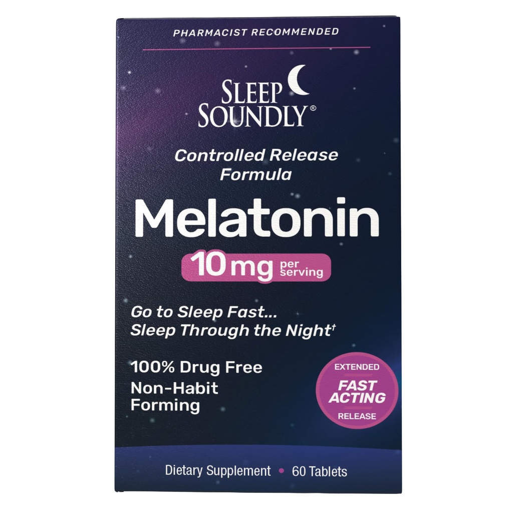 睡眠のSoundly Melatonin 10mgの速い行為、延長解放の睡眠の方式、60サービング、青