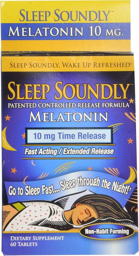 睡眠のSoundly Melatonin 10mgの速い行為、延長解放の睡眠の方式、60サービング、青