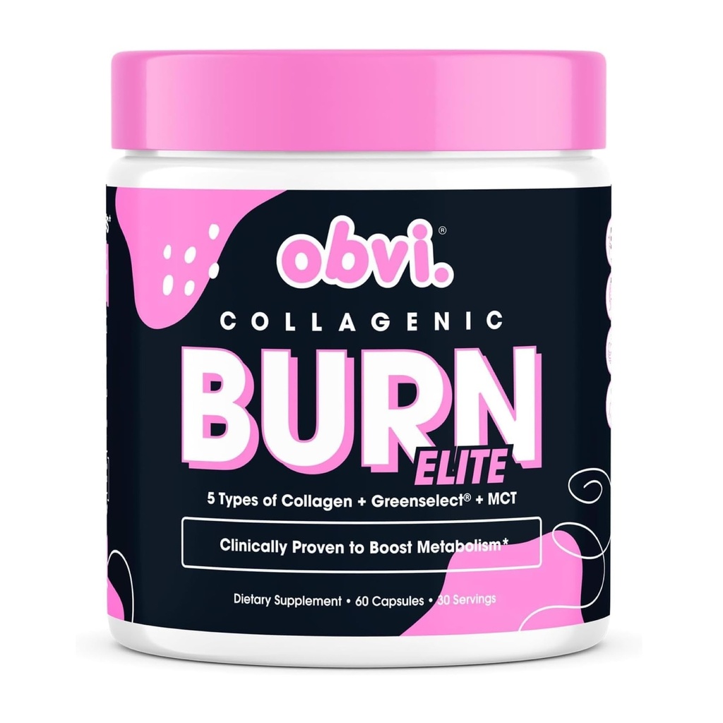 Obvi Burn Elite | メタボリズムのブースト、エネルギー、フォーカスをサポート | コラーゲンとグリーンティーのサプリメント | ヘルシーな髪、肌、ネイル、ジョイントをサポート | 60カプセル、30サービング