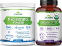 Zazzee Myo-InositolパウダーとUSDAオーガニックVitexカプセル、ビーガン、オールナチュラル、非GMO