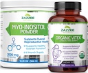 Zazzee Myo-InositolパウダーとUSDAオーガニックVitexカプセル、ビーガン、オールナチュラル、非GMO