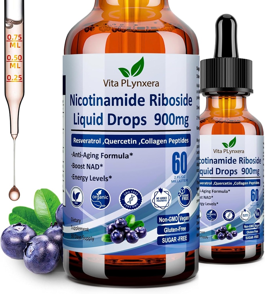 女性及び人のためのNADの補足、NADのニコチンアミドのリボシドResveratrol 900mg及びQuercetin、ナイアシン、コラーゲン、Biotinの反老化の皮エネルギー長寿の焦点の頭脳のための液体NADのプラスの補足NR900