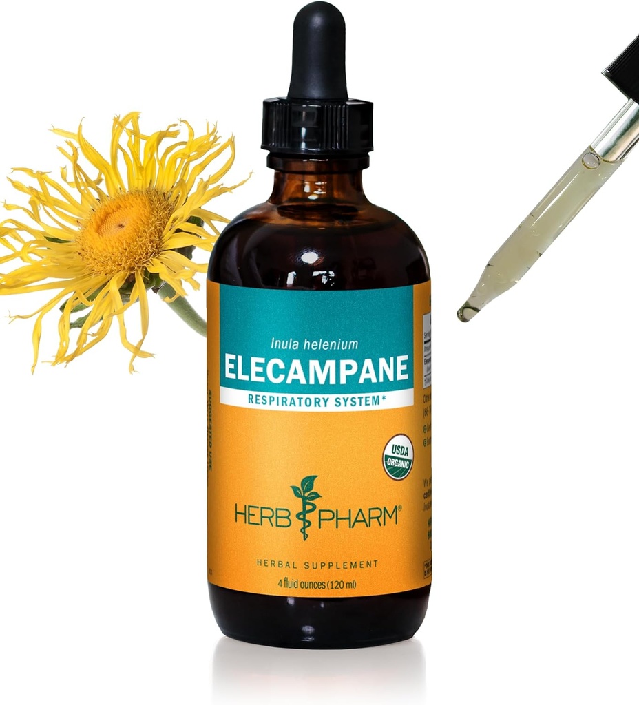 ハーブ Pharm は呼吸器システム サポートのための有機性 Elecampane の液体のエキス- 4 つの Ounce を証明しました