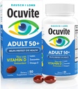 Ocuvite 50+ の目のビタミン及びミネラル補足、Omega-3、亜鉛、ビタミンC及びE、Lutein及びゼアキサンチン、女性および人のための亜鉛補足、50 のSoftgels との視野及び眼の健康のための多ビタミン
