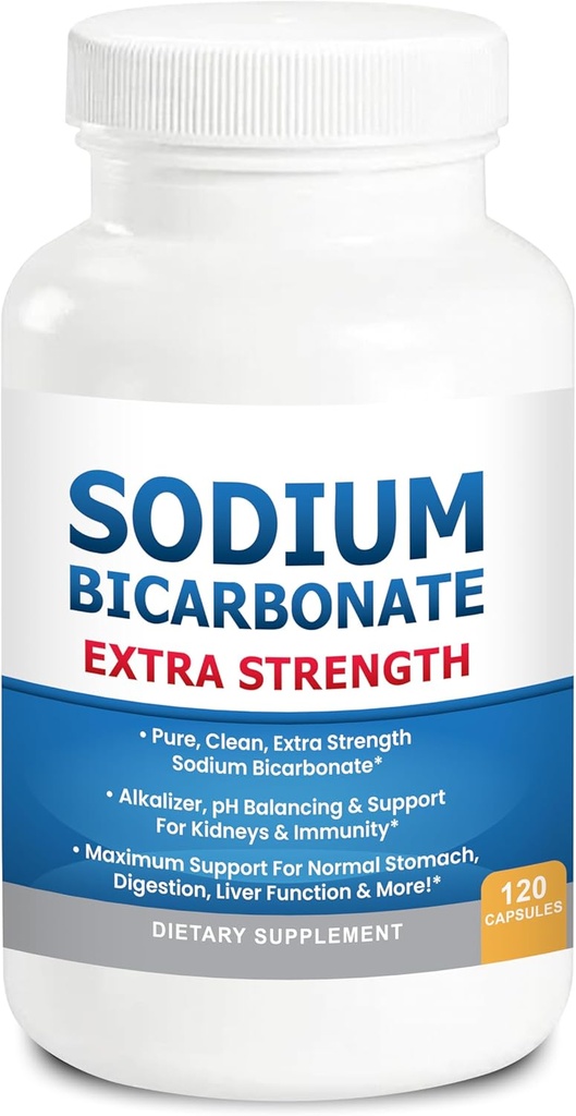Sodium Bicarbonate Capsules Extra Strength 1300mg Organic Use No Junk. 1 Sodium Bicarbonate Capsule is 1300mg. Pure Sodium Bicarb Tablet